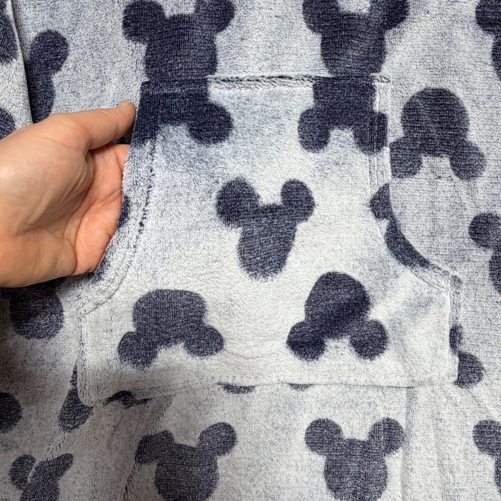 New Disney Mickey Mouse Women Gray Navy Fleece Sleep Hoodie‎ Nightgown Size M - Picture 8 of 11
